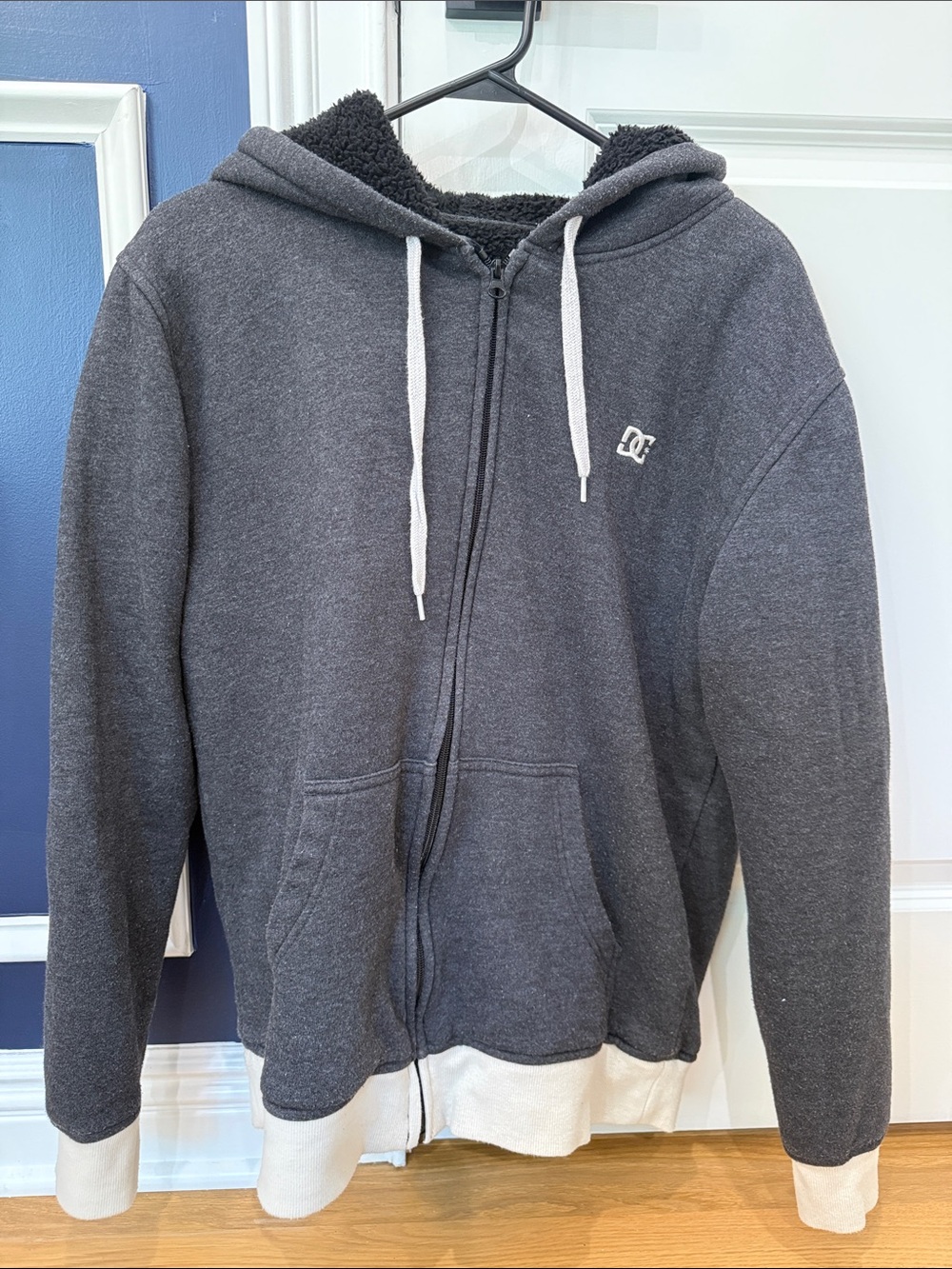 DC Men’s Charcoal Zip-Up Fleece Lined Hoodie